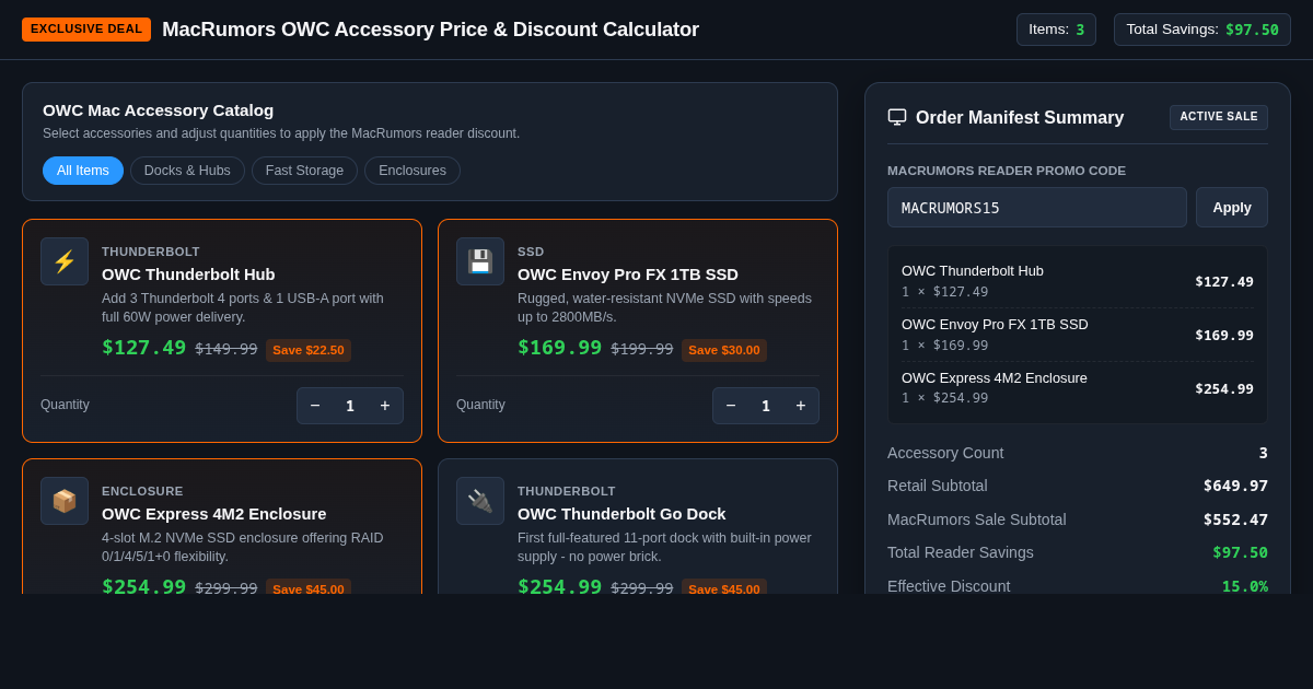 MacRumors OWC Accessory Price & Discount Calculator preview