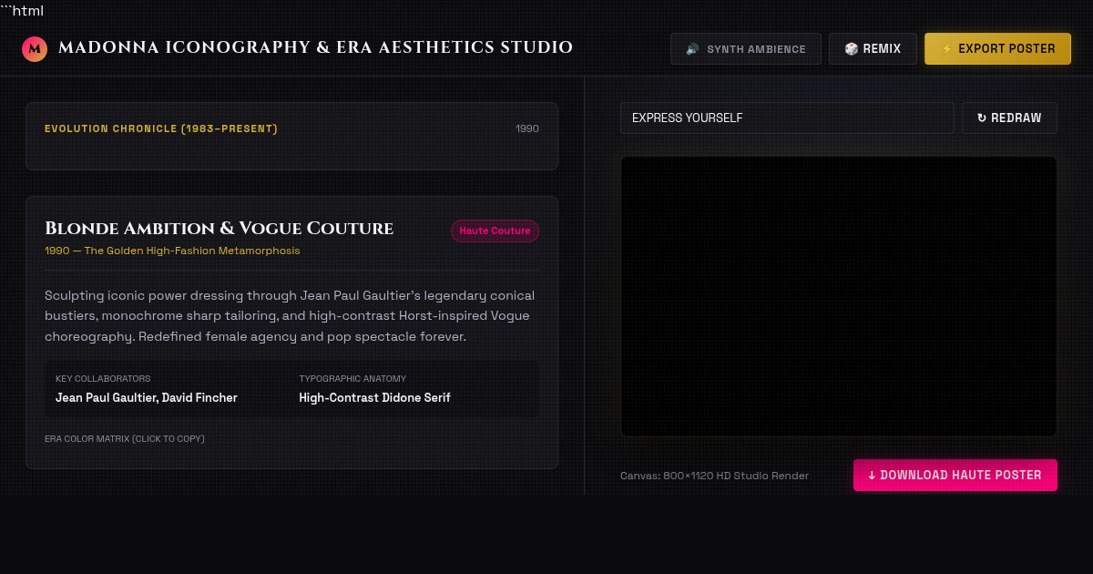 Madonna Iconography & Era Aesthetics Studio preview