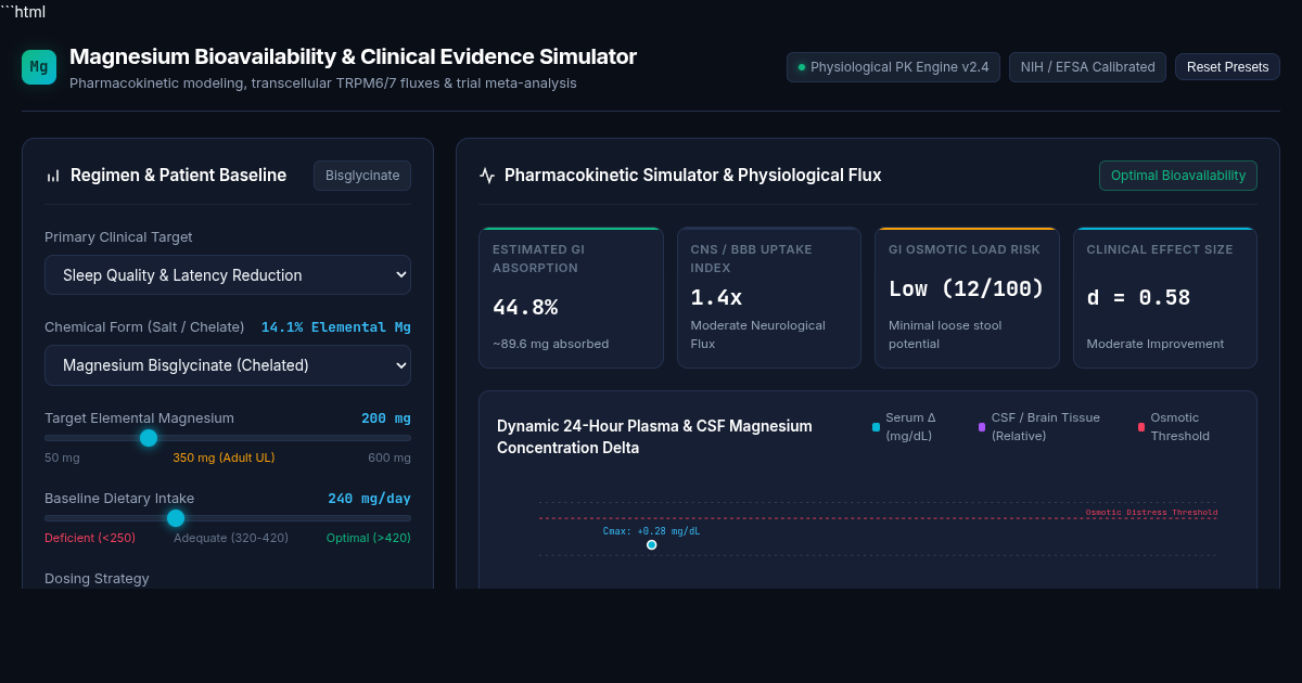 Magnesium Bioavailability & Clinical Evidence Simulator preview