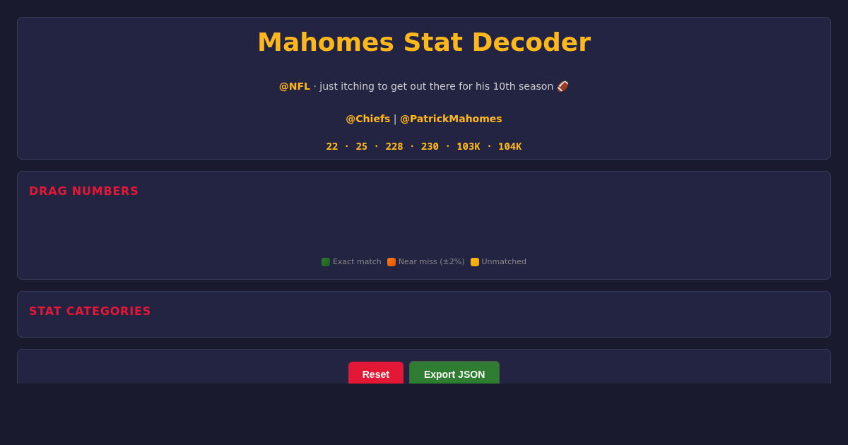 Mahomes Stat Decoder preview
