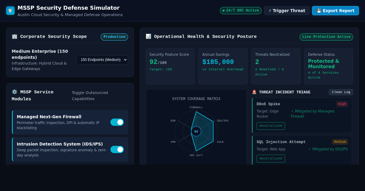 MSSP Security Defense Simulator & Operations Desk preview