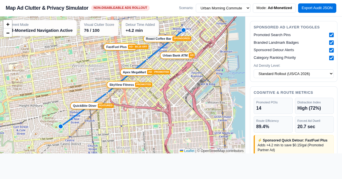 Map Ad Clutter & Privacy Impact Simulator preview