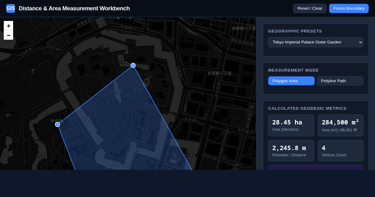 GIS Distance & Area Measurement Workbench preview