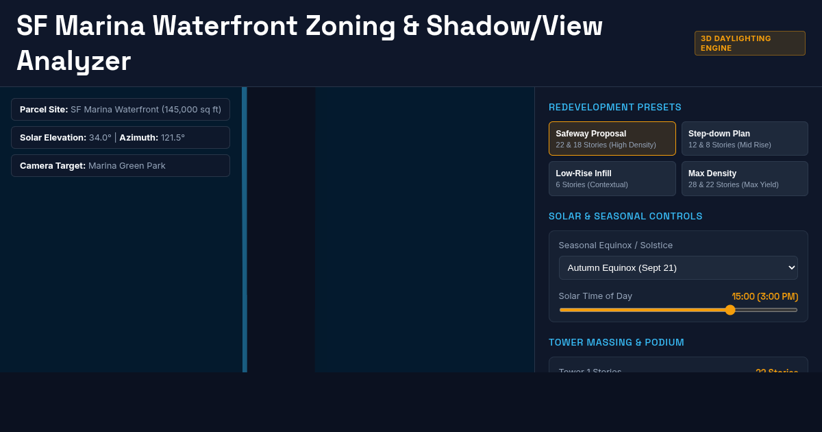 SF Marina Waterfront Housing Zoning & Shadow/View Analyzer preview