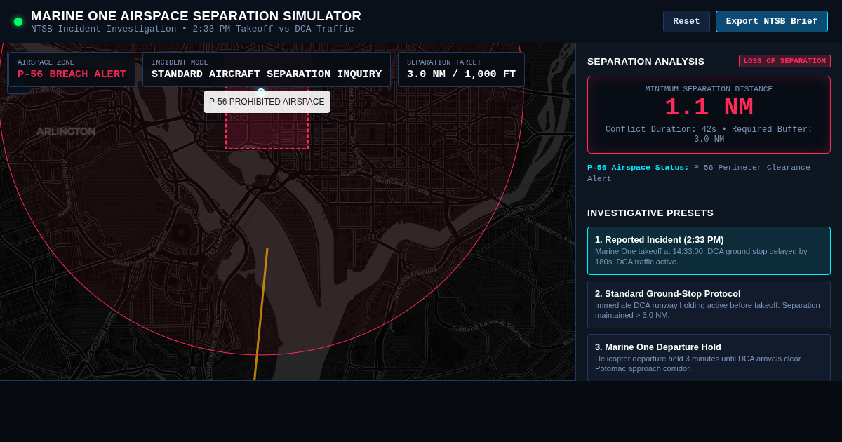Marine One & DCA Airspace Separation Simulator preview