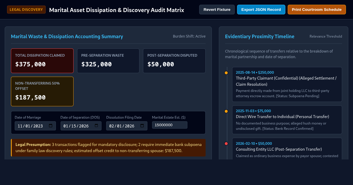Marital Asset Dissipation & Discovery Audit Matrix preview