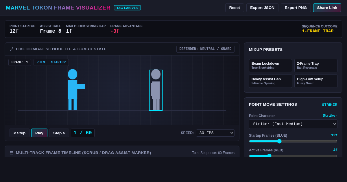 Marvel Tokon Assist & Frame-Advantage Simulator preview