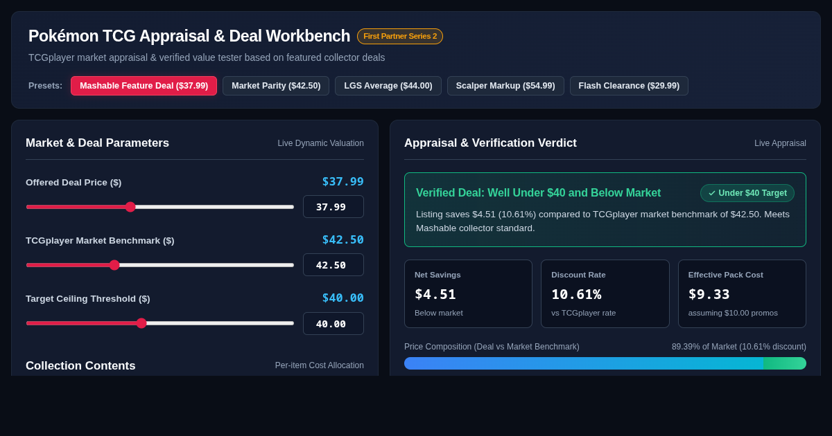 Pokémon TCG Deal & Market Price Appraisal Workbench preview