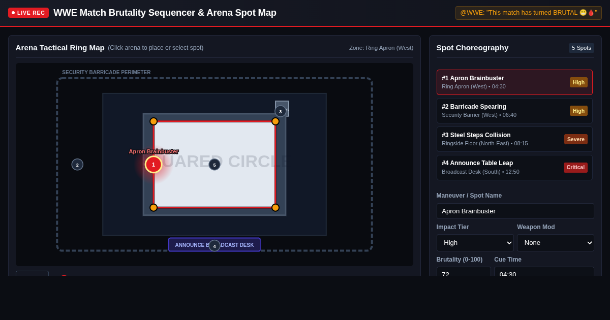 WWE Match Brutality Sequencer & Arena Spot Map preview