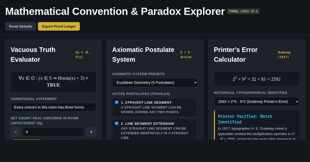 Mathematical Convention & Paradox Explorer preview