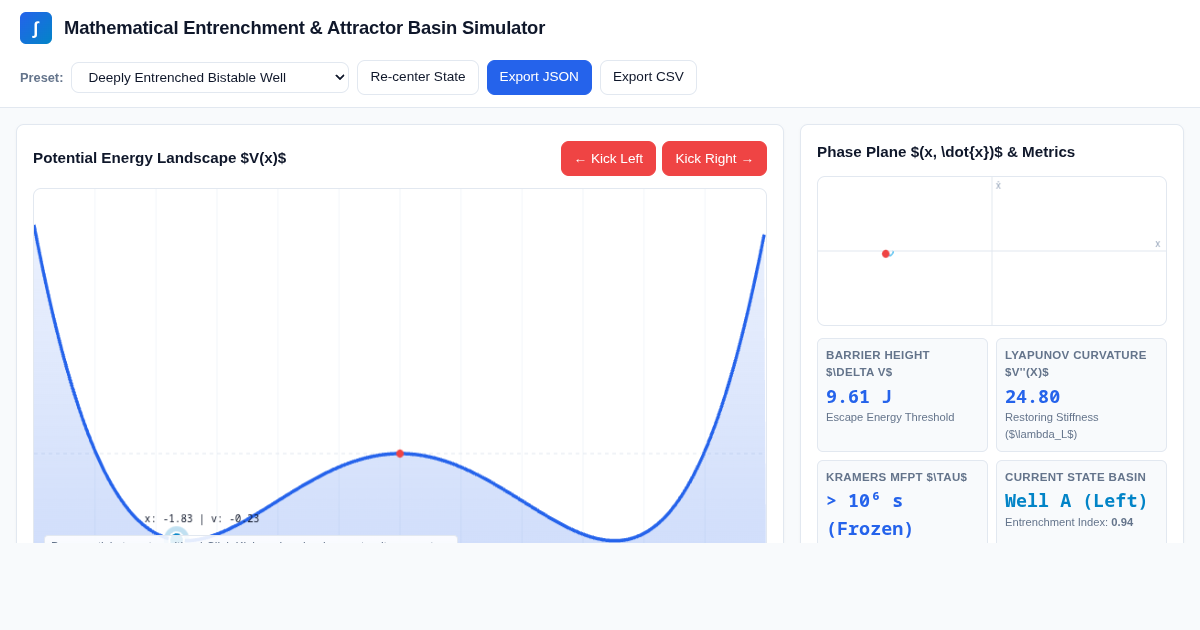 Mathematical Entrenchment & Attractor Basin Simulator preview