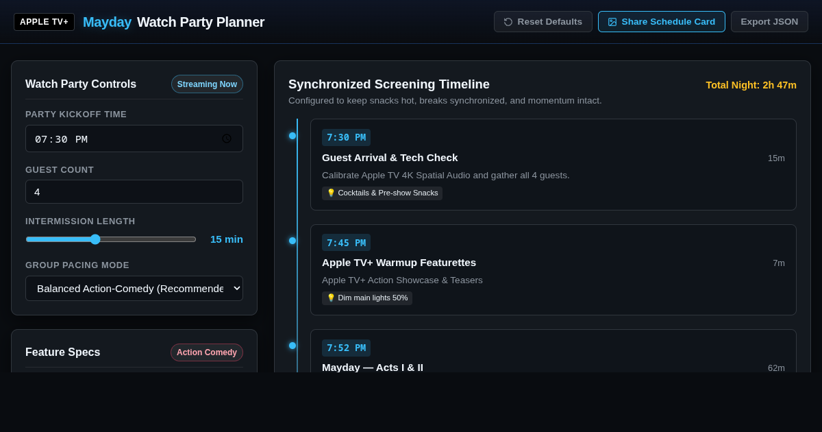 Mayday Apple TV+ Movie Night Planner preview