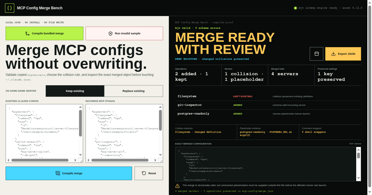 MCP Config Merge Bench preview