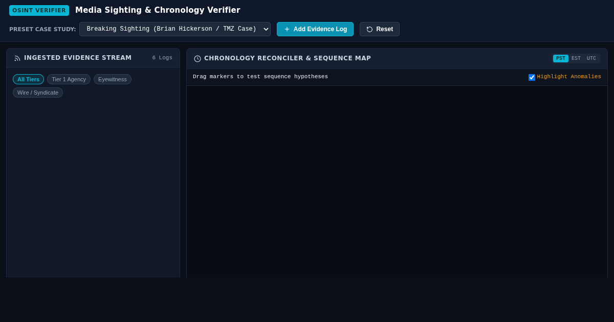 Media Sighting & Chronology Verifier Workbench preview