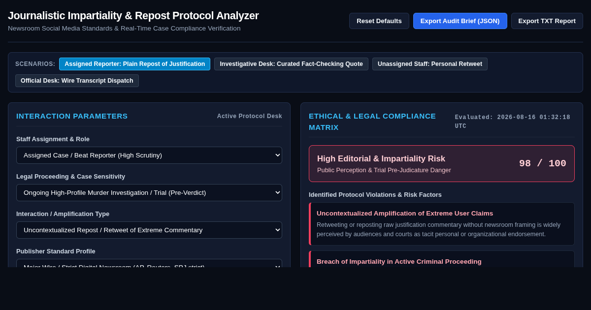 Journalistic Impartiality & Repost Protocol Analyzer preview