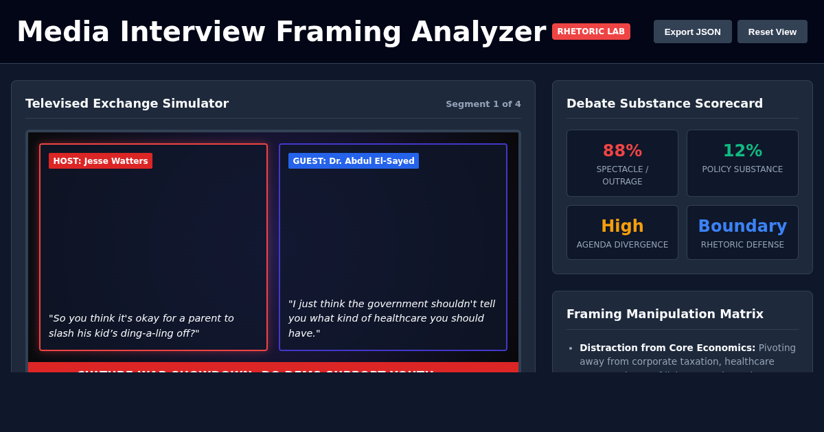 Media Interview Framing Analyzer | Broadcast Debate Rhetoric Lab preview