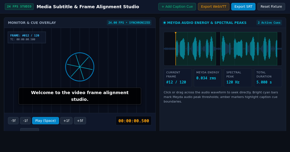 Media Subtitle & Frame Alignment Studio preview