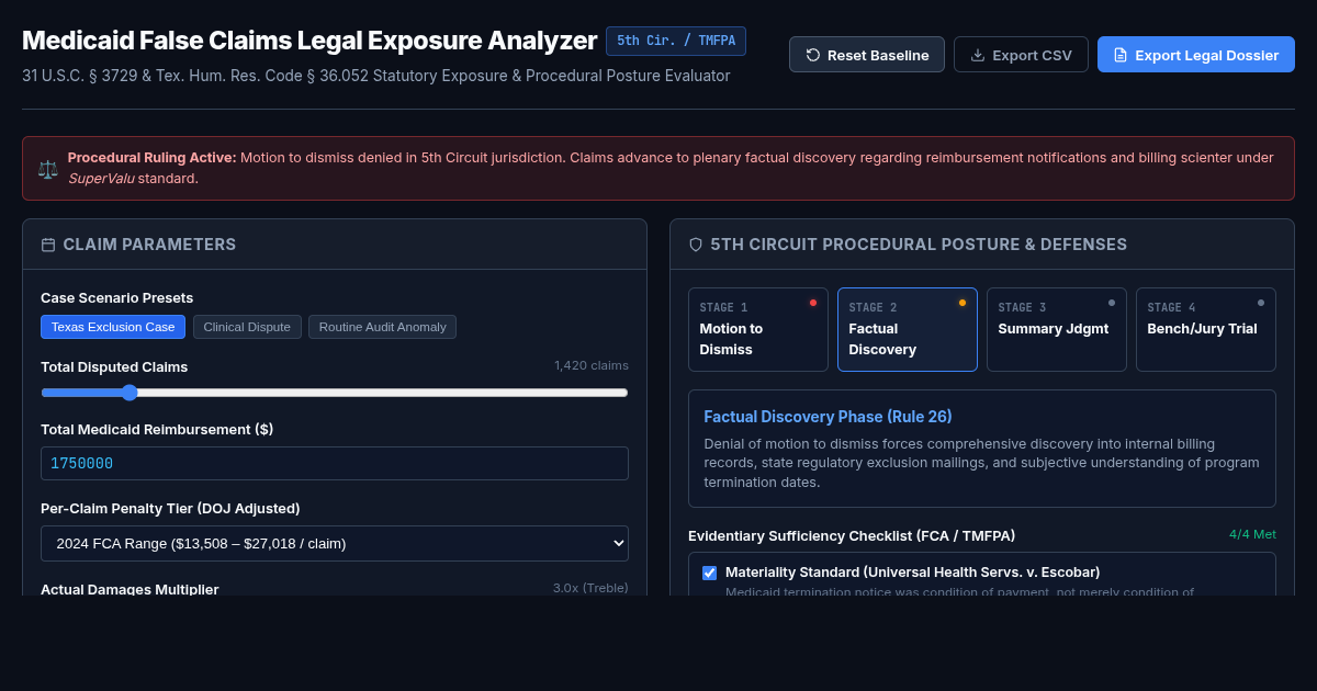 Medicaid False Claims Legal Exposure Analyzer preview