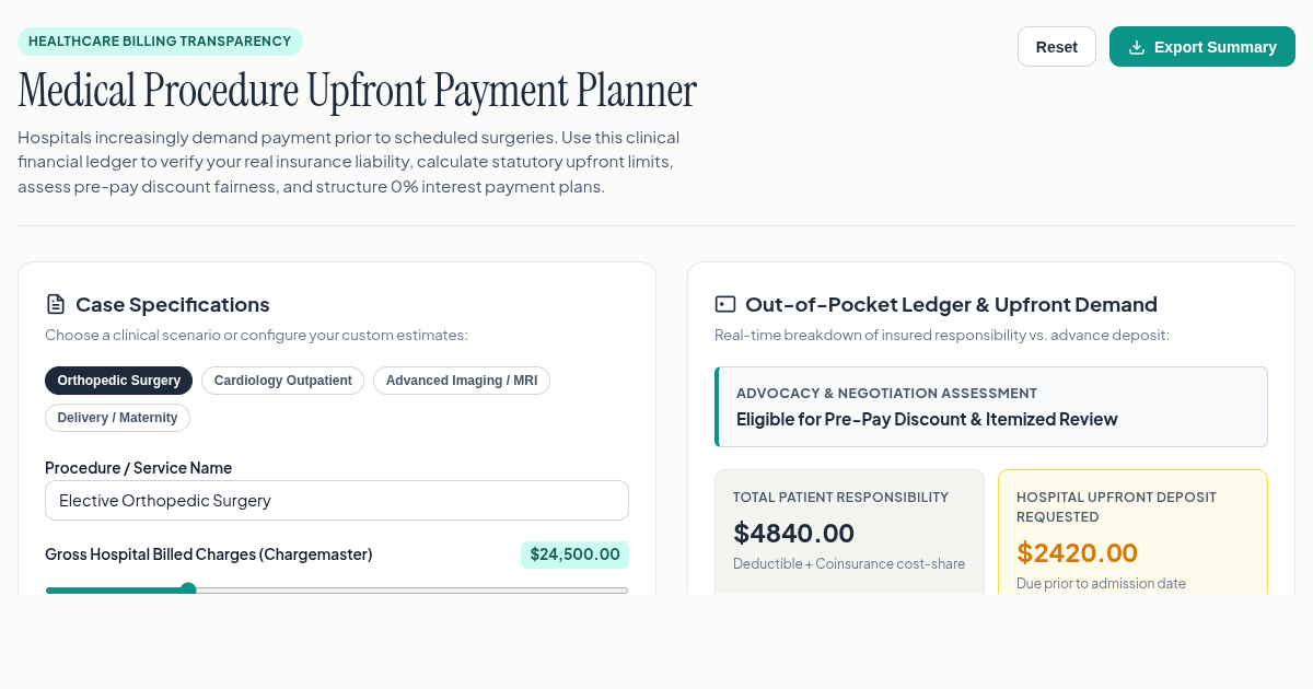 Medical Procedure Upfront Payment Estimator & Cost Planner preview