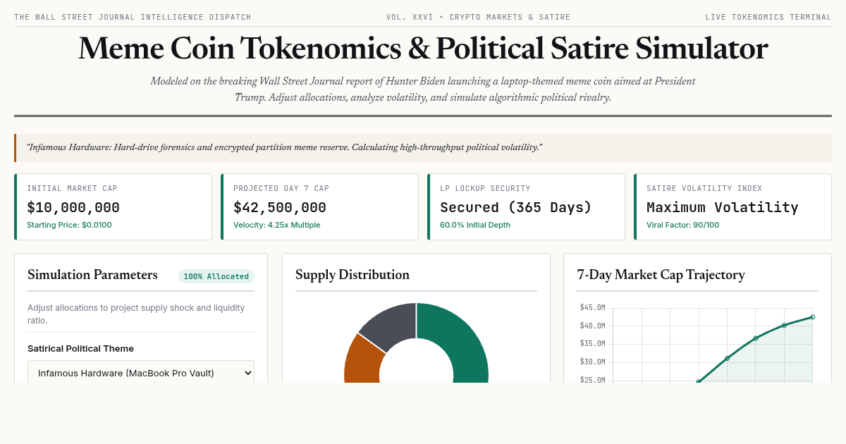 Meme Coin Tokenomics & Political Satire Simulator preview