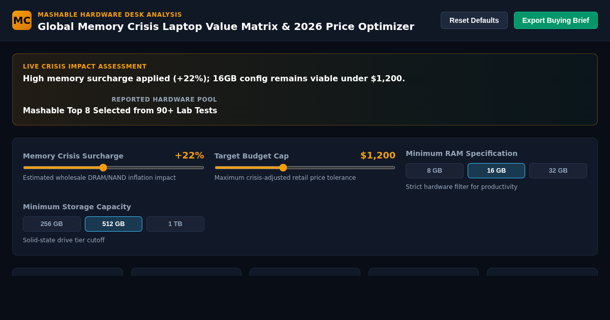 Global Memory Crisis Laptop Value Matrix & 2026 Price Optimizer preview
