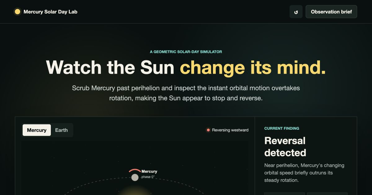 Mercury Solar Day Lab preview