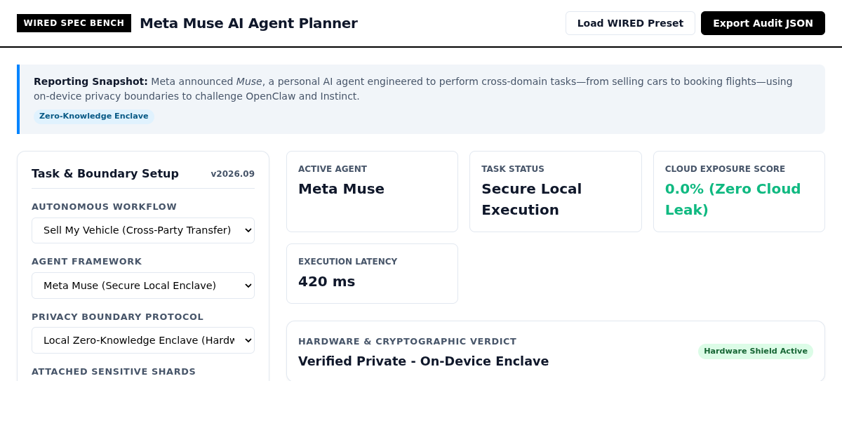 Meta Muse AI Agent Privacy & Task Planner preview