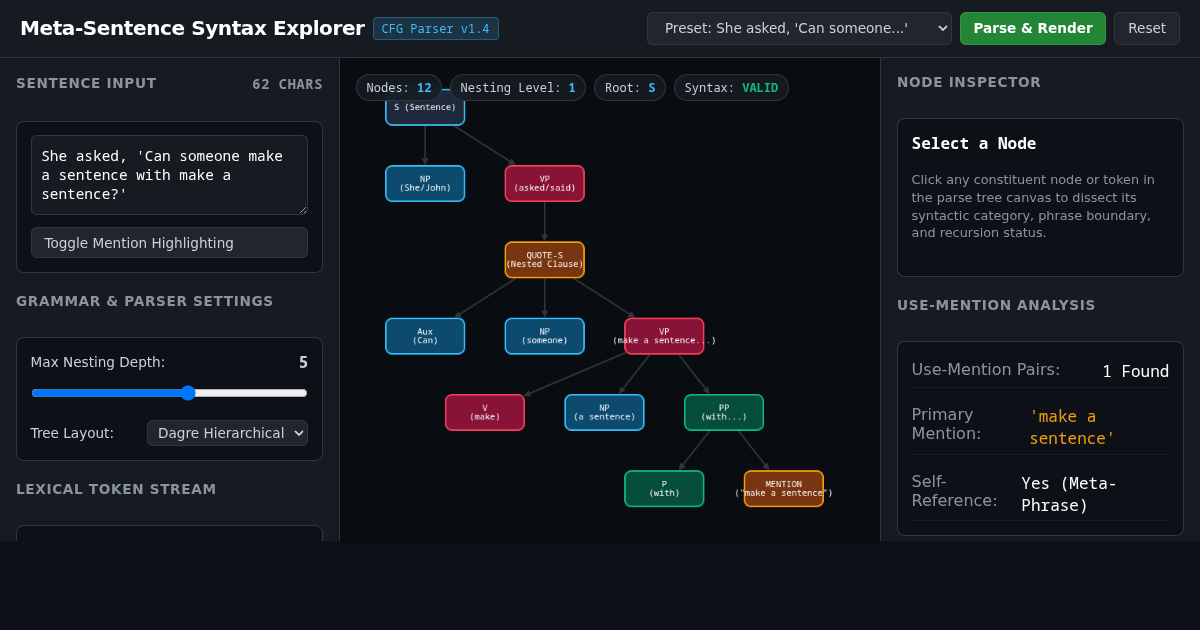 Meta-Sentence Syntax & Recursive Parsing Explorer preview