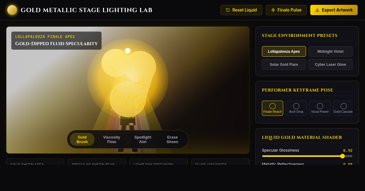 Gold-Dipped Stage Light & Liquid Metallic Simulator preview