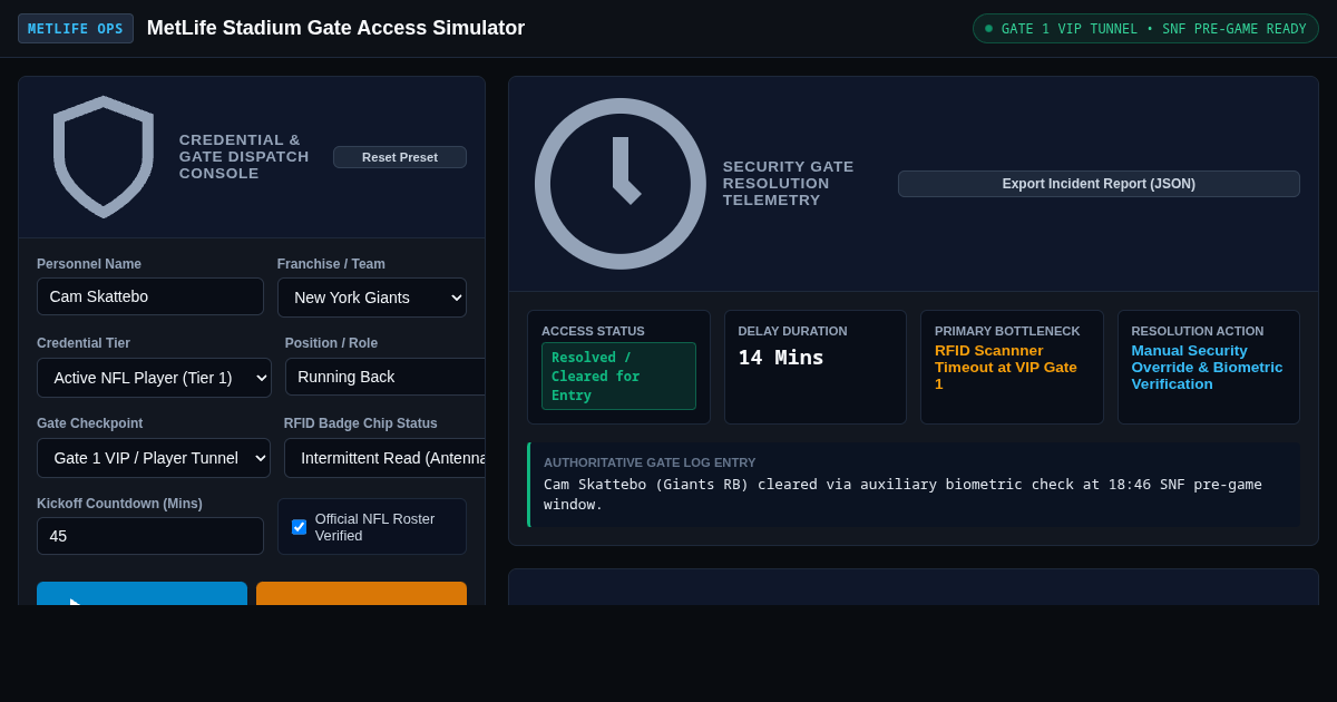 MetLife Stadium Gate Access & Credential Verification Simulator preview