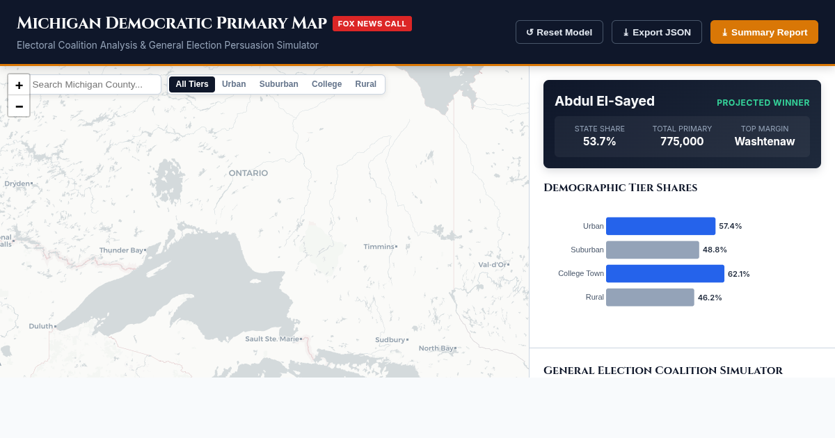 Michigan Democratic Primary Electoral Coalitions Map preview