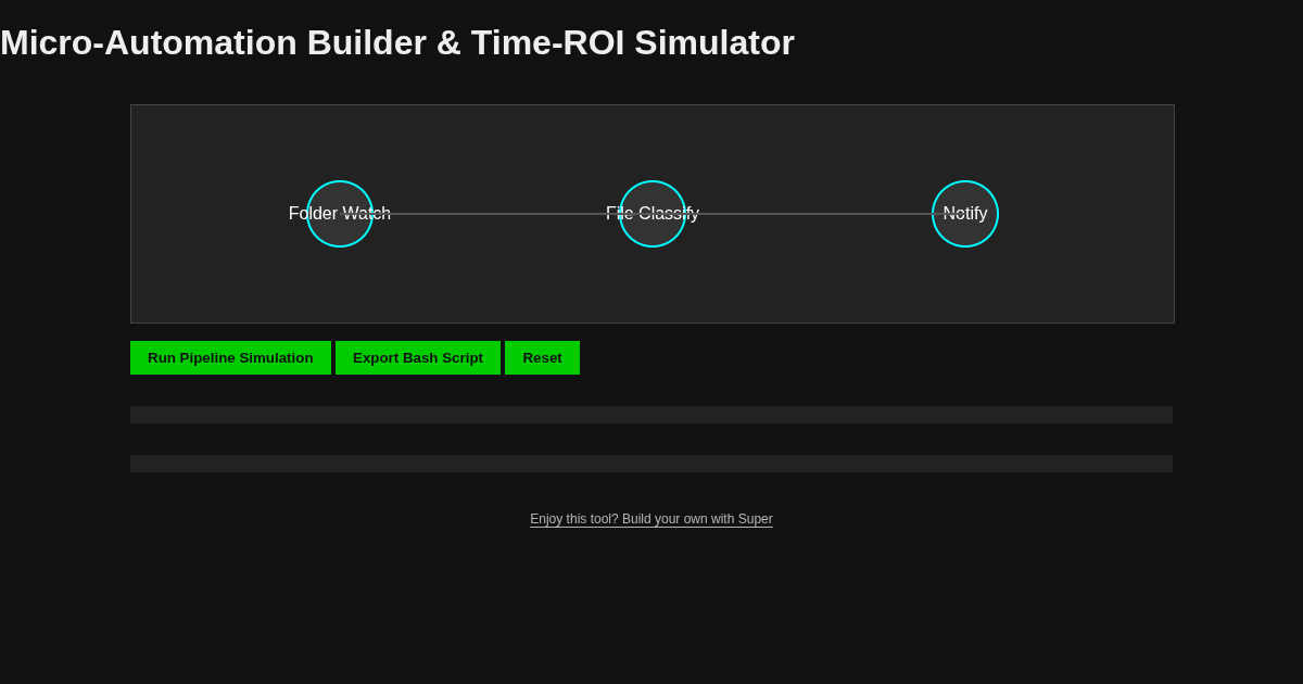 Micro-Automation Builder & Time-ROI Simulator preview