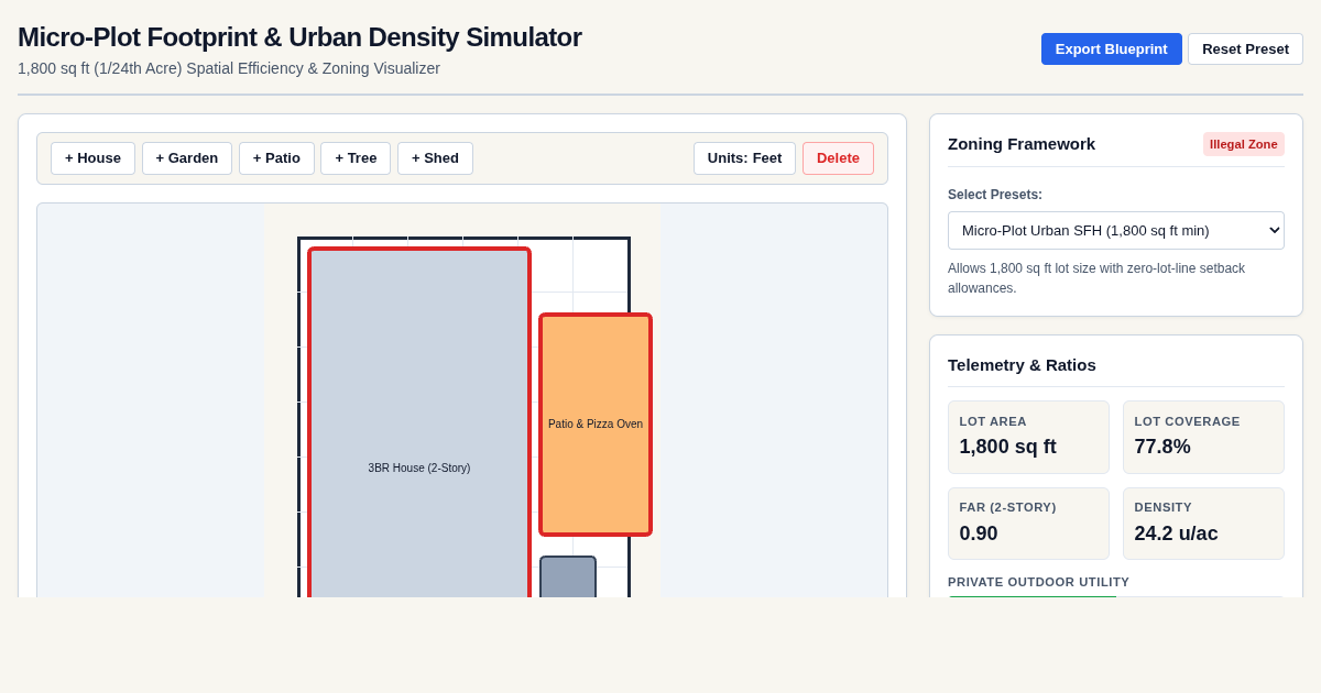 Micro-Plot Footprint & Urban Density Simulator preview