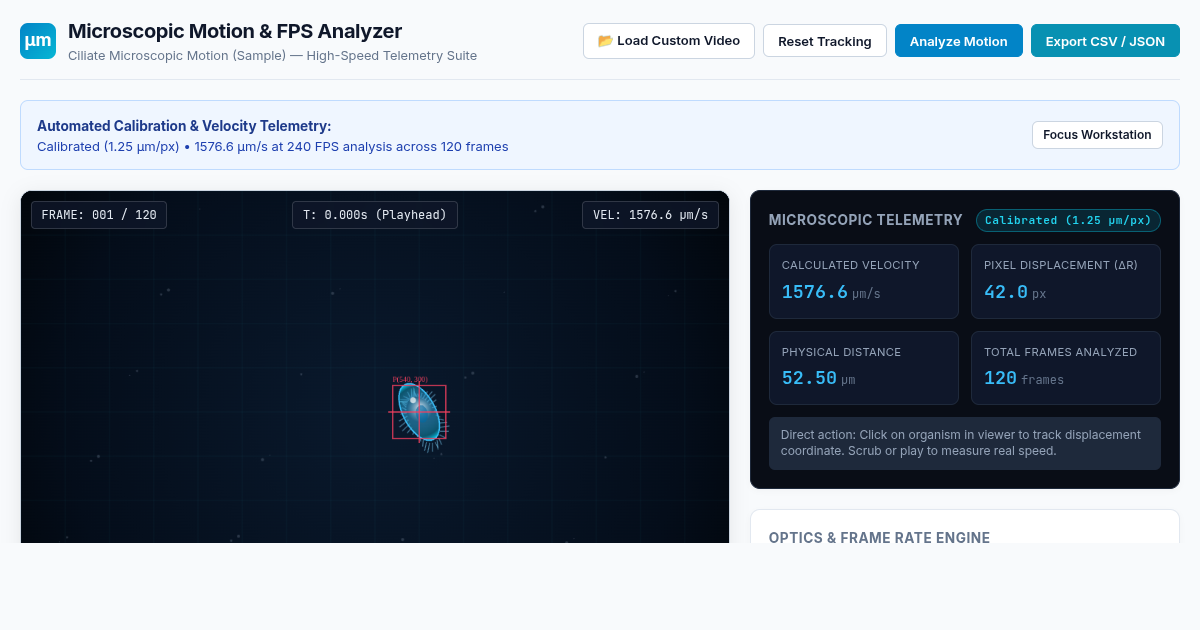 Microscopic Motion & FPS Analyzer | High-Speed Video Telemetry preview