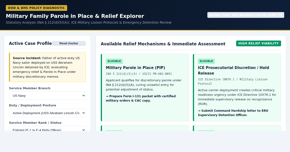 Military Family Parole in Place & Relief Explorer preview