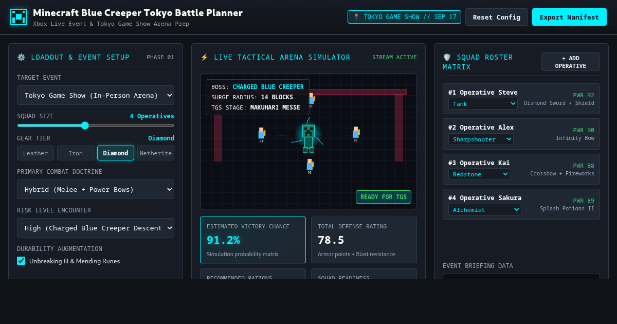 Minecraft Blue Creeper Tokyo Battle Planner preview