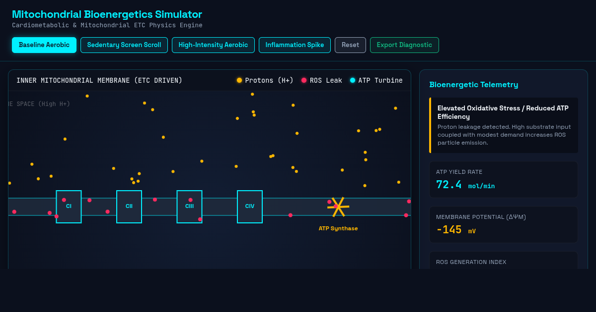 Mitochondrial Bioenergetics & Cellular Stress Simulator preview