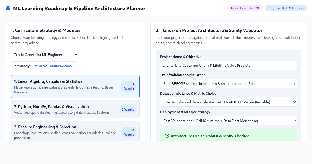 ML Learning Roadmap & Pipeline Architecture Planner preview
