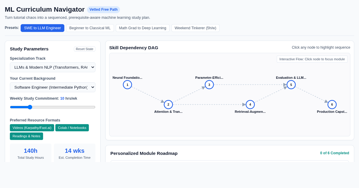 Free ML Curriculum Navigator & Learning Roadmap Builder preview