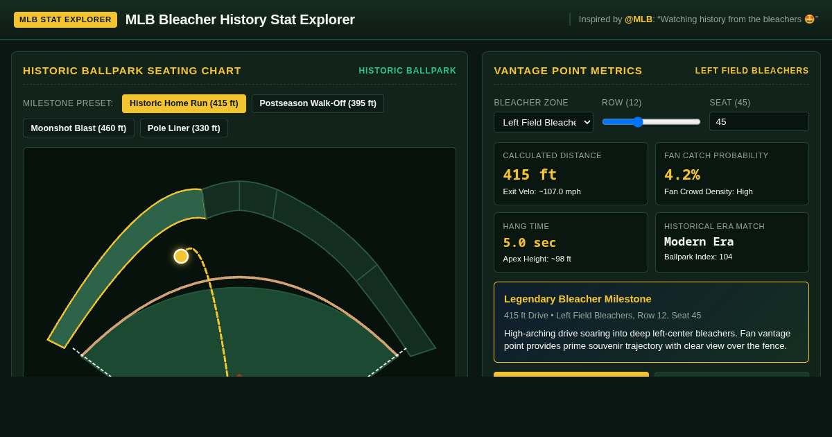 MLB Bleacher History Stat Explorer preview