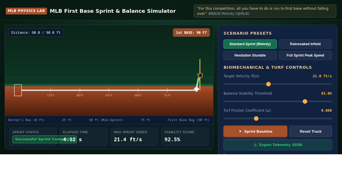 MLB First Base Sprint & Balance Simulator preview