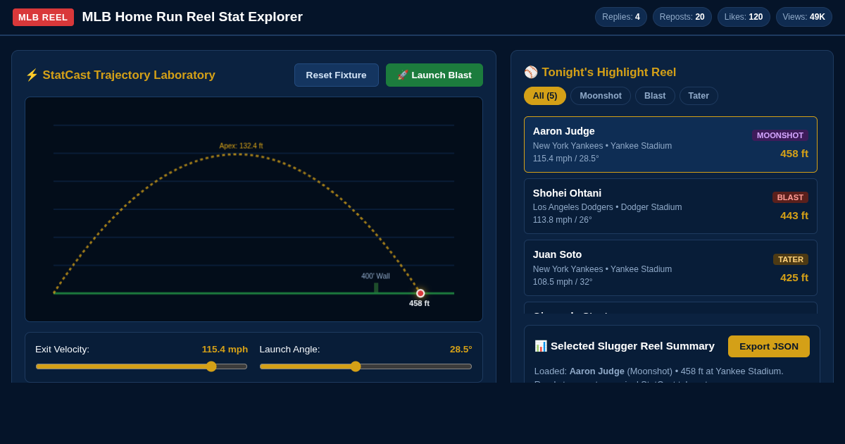 MLB Home Run Reel Stat Explorer & Trajectory Lab preview