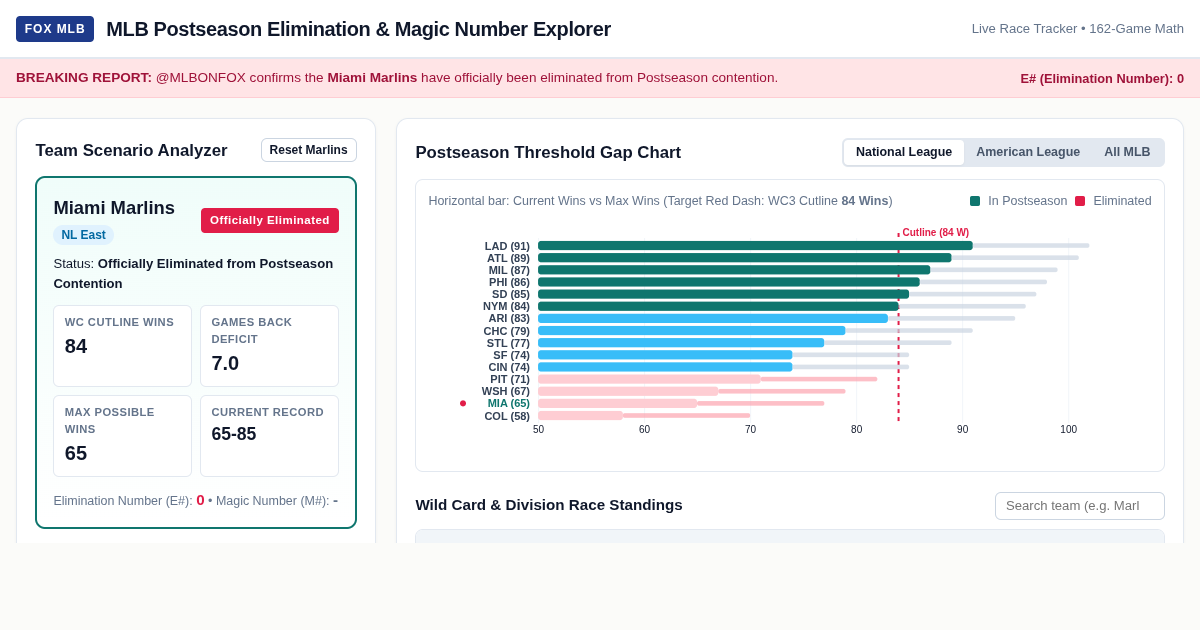 MLB Postseason Elimination & Magic Number Explorer preview