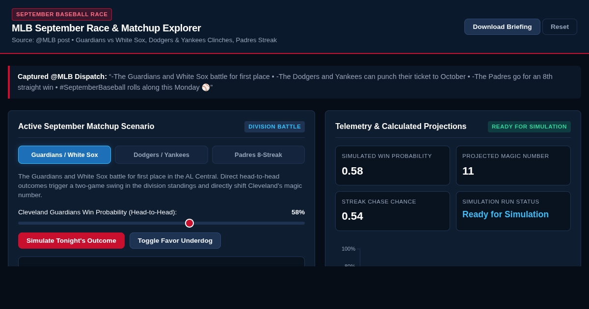 MLB September Race & Matchup Explorer preview