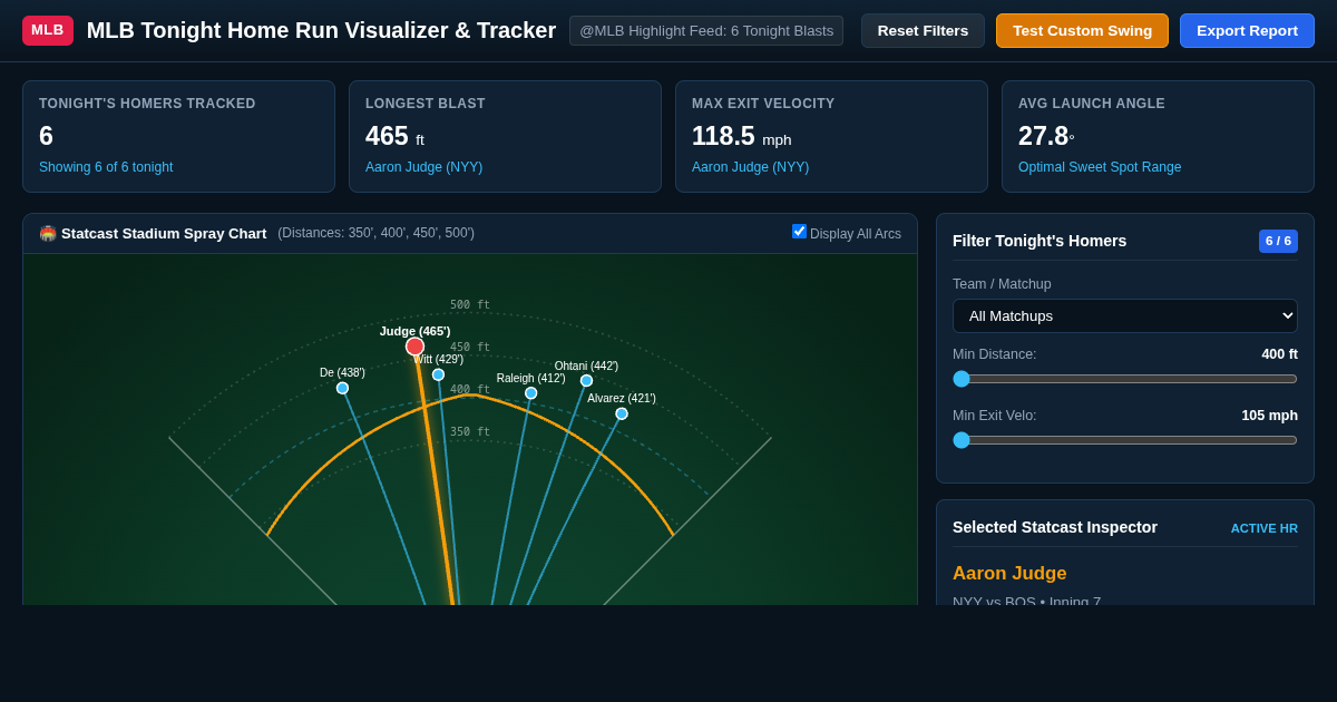 MLB Tonight Home Run Visualizer & Tracker preview