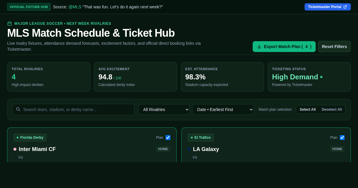 MLS Match Schedule & Ticket Hub | Major League Soccer preview