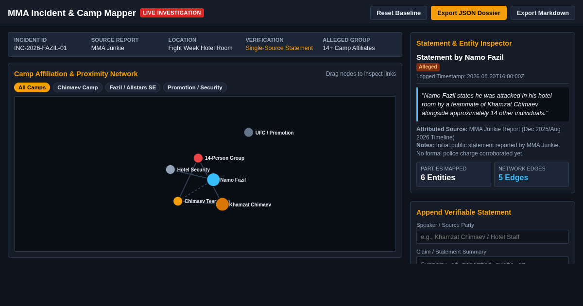 MMA Hotel Incident & Camp Conflict Tracker preview