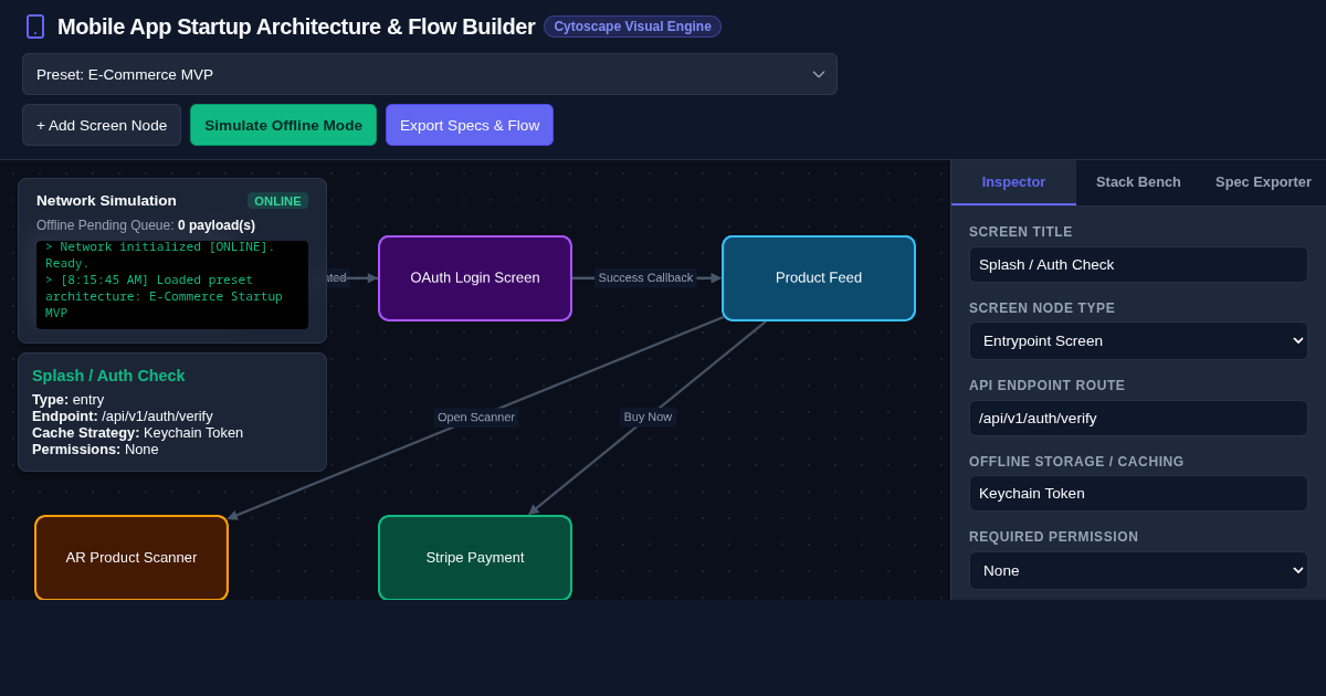 Mobile App Startup Architecture & Flow Builder preview