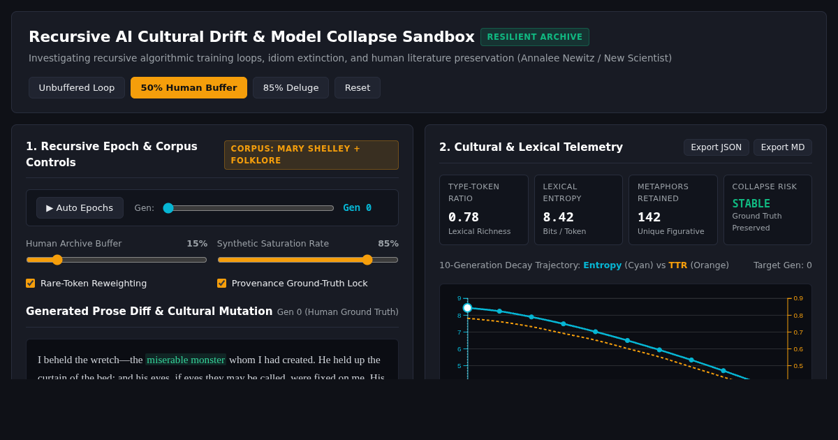 Recursive AI Cultural Drift & Model Collapse Sandbox preview