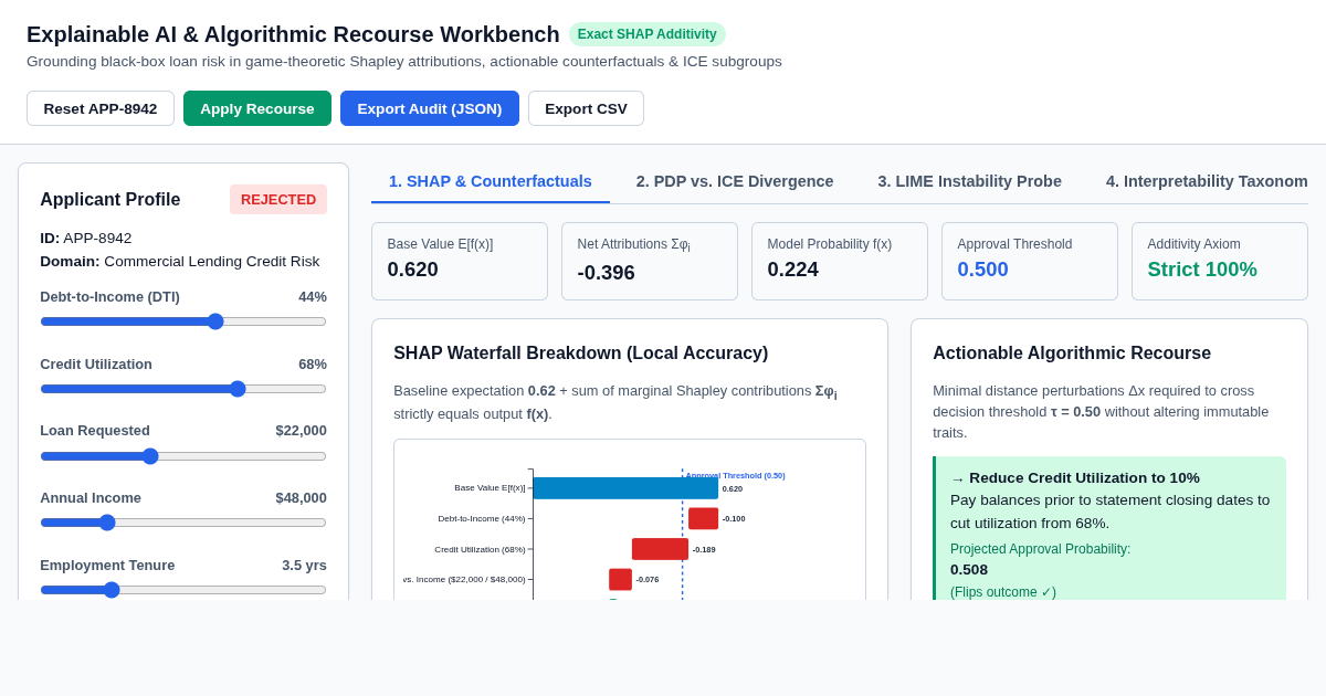 Explainable AI & Algorithmic Recourse Workbench preview